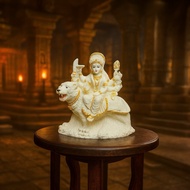 Painted White Durga Maa Statue Goddess Maa Durga on Tiger Idol