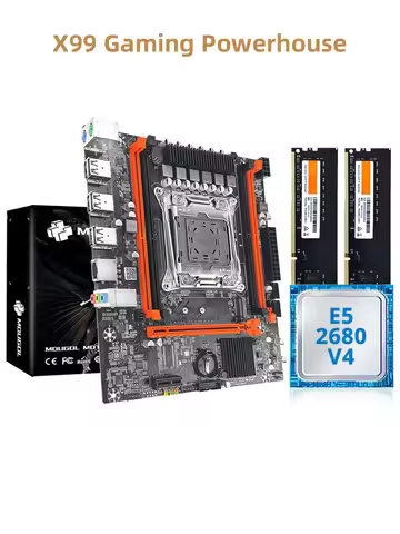 MOUGOL X99 Gaming Motherboard Kit with Intel Xeon E5 2680 V4 & DDR4 8Gx2 2133MHz Dual Channel ECC RA