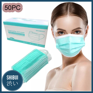 SHIBUITH ถูกที่สุด FaceMask หน้ากาก อนามัย สีเขียว 50 ชิ้น ผ้าปิดจมูก สองด้านผ้า 3 ชั้น ต่อ 1 กล่อง พร้อมส่งไทย