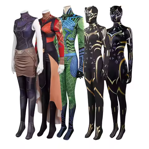 Movie Wakanda Forever Nakia Shuri Okoye Cosplay Costume Jumpsuit Outfits Halloween Carnival Party Su