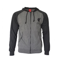 Liverpool Hoodie Soccer Lightweight Fz Summer Light Zip up Jacket Grey Adults (Gray, XL)
