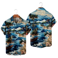 Men's Hwaiian Shirt See Tops Beach Painting Vacation Style Y2K Hombre Fashion Summer Shirt
