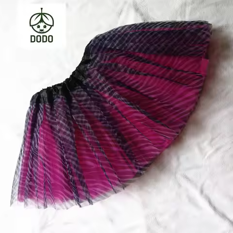Zebra-stripe Tutu Skirt Girls Tutu Skirt 3 layers Hotpink color Dance Skirt Children outfit Suit for