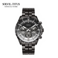 Solvil et Titus Saber Chronograph Quartz in Black Silver Dial &amp; Black Stainless Steel Bracelet Men Watch W06-03327-001