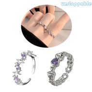 Un* 2 Pack Purple Rhinestone Rings Party Jewelry Engagement Rings Y2K Open Rings