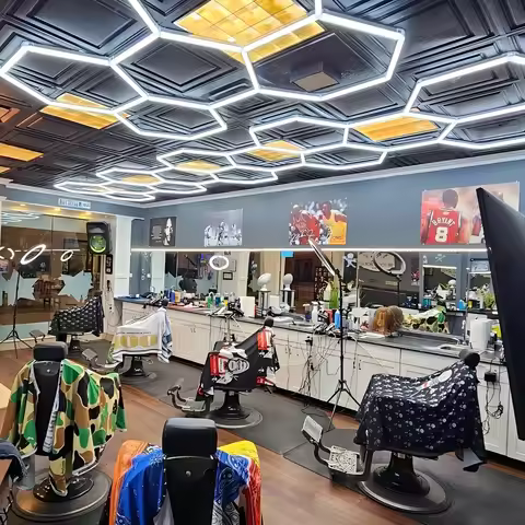 Car Lighting Hexagon Honeycomb LED Barbershop Workshop Home Gym Ceiling Light Garage Light Tube Ligh