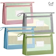 Pastel A4 Transparent Mesh Subject Folder Multi-Color Exam Bag Stationery Document Pouch