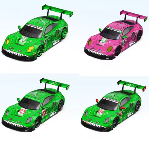 STAR RACE 1: 64 Porsche 911 GT3 Green Dinosaur Pink Tyrannosaurus Alloy Car Model Collection Display