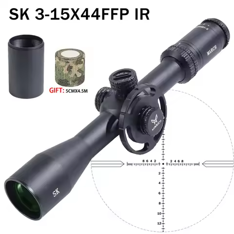 MARCH SK 3-15x44 FFP Scope Hunting Airsoft Scope First Focal Plane Optical Sight Sniper Caza Riflesc