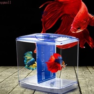 QQMALL Betta Fish Tank, Transparent Plastic Double-grid Betta Isolation Box, Betta Isolation Box wit