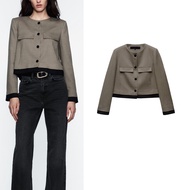 Zara Spring New Style Women's Houndstooth Short Blazer 2120519