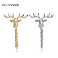 Cross-Border Christmas Elk Brooch Simple Atmospheric Cartoon Animal Tassel Elk Head Brooch Badge Orn