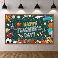 Happy Teacher Day Banner Chalkboard Theme Teacher Appreciation Week Decorations Flag Outdoor 71x43.3