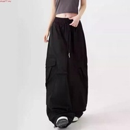 【READY STOCK AT Johor】 Hotgirl⭐Cargo Pants For Women Drawstring Plain Pocket casual street style