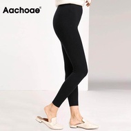 Aachoae Autumn Winter Women Leggings 2021 Solid Casual Slim Pants Trousers High Waist Sportwear Ladies Ankle Length Leggings