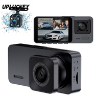 UPLUCKEY Car DVR, 360° View 3 Channels Vehicle Recorder,  IR Night Vision HD Recording Car Dashcam V