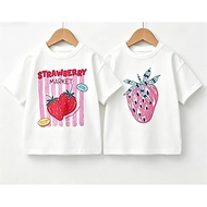 Strawberry Pattern Cotton Children's T-Shirt Short Sleeves Casual Clothing For Boys And Girls Size 9