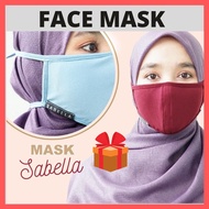 Face Mask Sabella Kain Mosscrepe Selesa Plain Printed Random Color Free Size