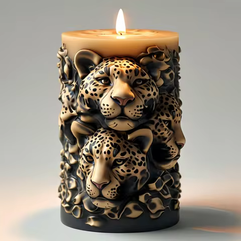 Prairie Cheetah Series Candle Mold 3D Relief Animal Design Detailed Relief Design Resin Mold