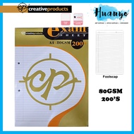 [HUANYO] CP Exam Sheet Loose Foolscap Paper A4 Pack ( 80gsm 200 Sheets Pack)