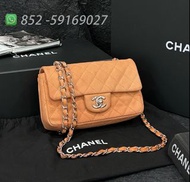 🔥99新✨全港最平 ‼支持面交陪驗 ‼🌈Chanel Classic Flap CF Quilted Caviar Leather Light Orange 淺橙色💖可單肩 可斜跨👏現貨 #女款包包#