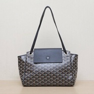 GOYARD Rouette翻蓋Tote小號31黑色PVC銀扣肩背包
