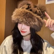 Rebet Style Leopard Print Fur Hat New Model 2025 For Women