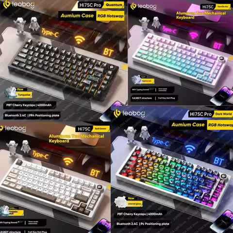 NEW Hi75CPro Mechanical Keyboard 3Mode/Wired kit Hot Swap With Knob RGB Aluminium Alloy Gasket Hi75C