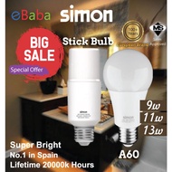 [SIRIM] Simon Valor Energy Savings LED Stick Bulb & A60 Bulb 9W, 11W & 13W 3000k warm white/6500k Da