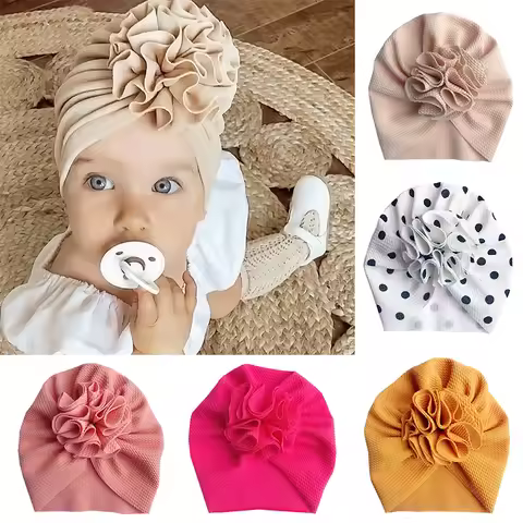 Cute Flower Baby Turban Hat Soft Baby Girl Headwrap Beanie Hat For Newborn Infant Toddler Headwear H