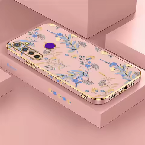 Flower Phone Case For OPPO Realme 7i 6i 6S 5i 5 3 7 Pro 7 4G 5G 6 Pro 2 Silicone Plating Lens Protec