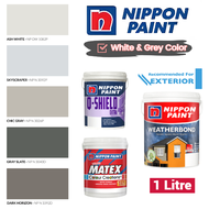 [miniHouse] Nippon Exterior Paint (1 Litre) Weatherbond/Q-Shield/Matex - Cool White &amp; Grey Collection