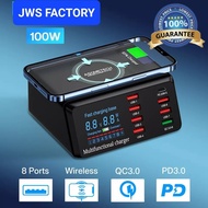 หัวชาร์จไวที่สุด 100W หัวชาร์จของแท้100% Wireless USB Charger Dock 18W PD QC3.0 Fast Charger Station