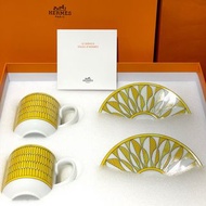 全新 愛馬仕 1 套2 set Soleil d’Hermès coffee cup and saucer 咖啡杯 連碟 Hermes 陶瓷 全新 Nespresso espresso  家品系列 c
