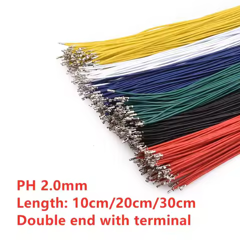 50pcs/Lot PH 2.0MM Terminal Wire Double Head with Terminal Without Housing 10cm 20cm 30cm Female To 