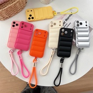 Luxury Soft Down Jacket Wave Puffer Wrist Strap Phone Case for Honor X9B X9A X9 X8B X8A X8 X7B X7A X