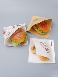 50入組隨機圖案麵包袋多功能創意報紙設計食品紙包裝三明治漢堡包