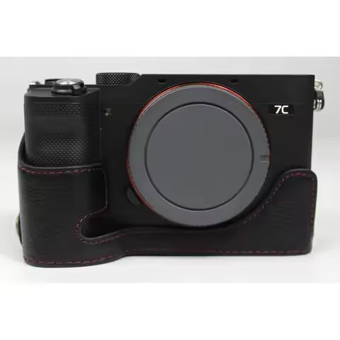 For Sony Alpha A7C camera bag case genuine real leather half protector case grip