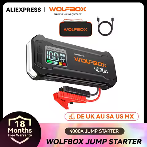 WOLFBOX 4000A Jump Starter,12V Car Battery Jump Starter,65W Quick Charge 24000mAh for 8L Gas 6L Dies