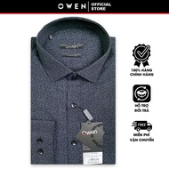 OWEN SALE - Áo Sơ Mi Owen Tay Dài Màu Đen  Họa Tiết Hoa Văn Form Regular Fit Lai Bầu Chính Hãng