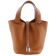 【日本直送】愛馬仕 HERMES Picotin Lock 18 PM 手提包 Taurillon Clemence 金棕色/銀釦 女仕【二手】