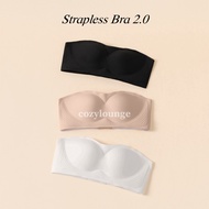 [cozylounge] W Strapless Bra 2.0 | Black Technology Anti Slip | Jelly Sticks Support | FREE Extensio