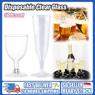🇸🇬 SELLER - 50pcs Party Premium Disposable Clear Wine Glass Wine Champagne Glass/Plastic Wine Glass/