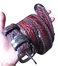 Genuine crocodile leather belt Tamarind brown color Dark Brown