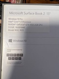 Microsoft Surface Book 2 13" i7 16gb ram 512 gb GTX1050連原裝筆 附送 HUAWEI PAD M6 連keyboard 和筆