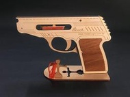 【Block】橡皮筋槍 6連發 兒童版 木製 (附槍座) 貝瑞塔U22-3.5型