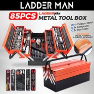 LADDERMAN 85PCS/ 86PCS Set Kotak Spanar Metal Tool Box Set Tool Box Heavy Duty Tools Box Full Box Ra