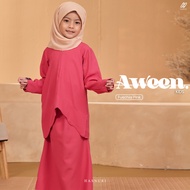 HASNURI Baju Kurung Moden Labuh Kanak - kanak Scallop Como Crepe Baju Kurung Aween Kids