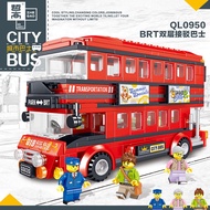car series British style BRT double-decker bus 398pcs building blocks assembled toys