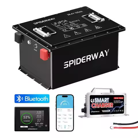 36V(38.4V) 105Ah LiFePO4 Lithium Battery with 36V 25A Fast Charger for Golf Cart Sloar Marine Off-Gr